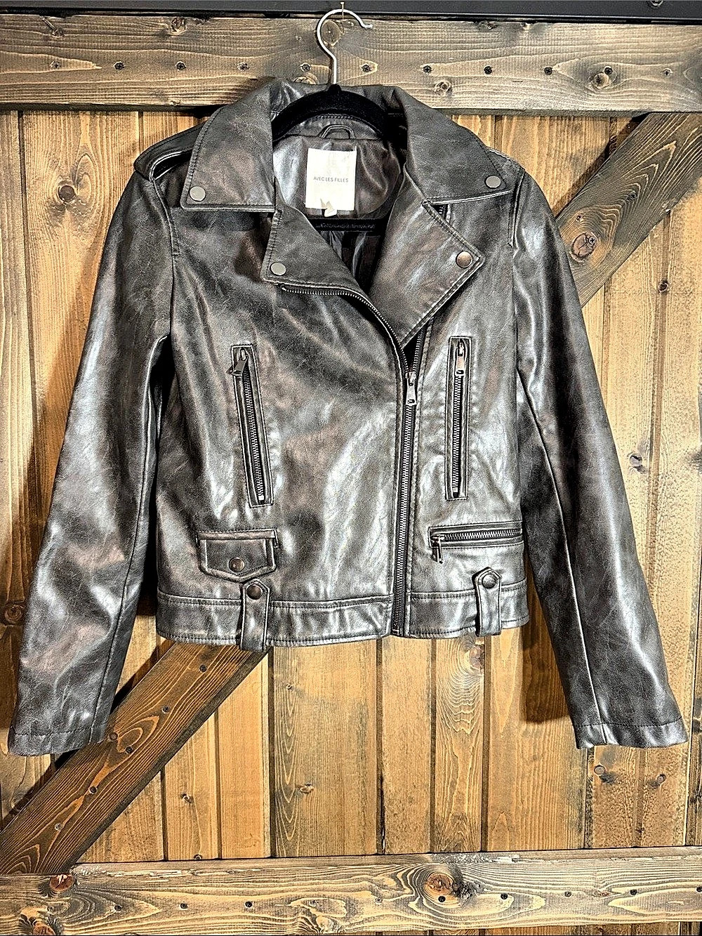 Avec Les Filles Women's Black Moto Jacket Size XS